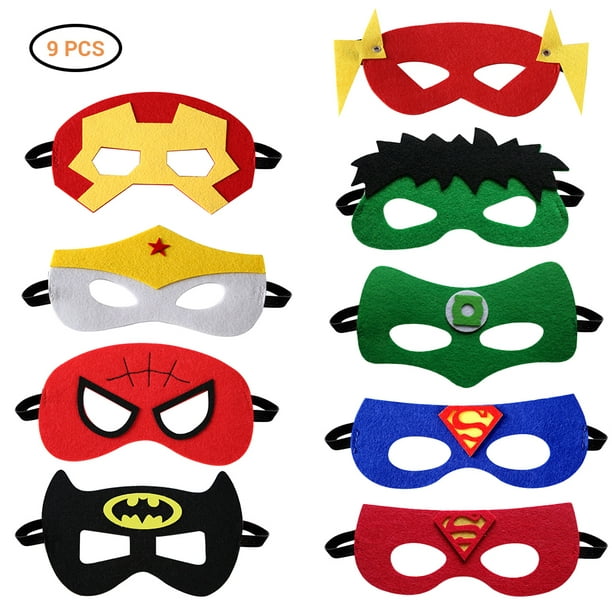 Máscaras de superhéroes para niños (33 paquetes) de fieltro y elástico,  máscaras de fiesta de cumpleaños de superhéroes con 33 tipos diferentes  para