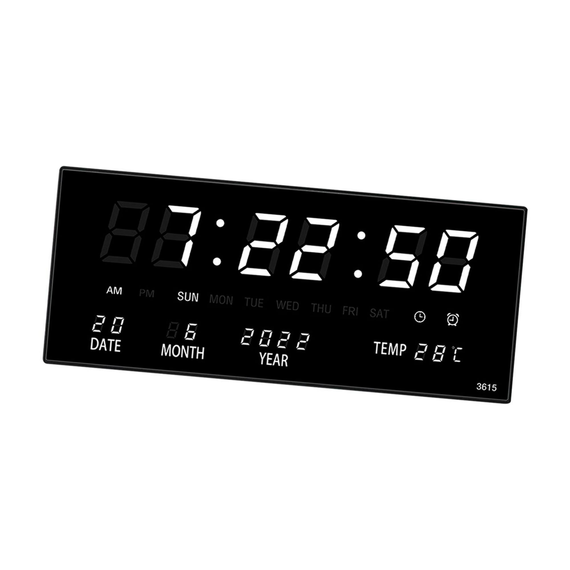 Reloj de pared digital de 12 pulgadas Reloj digital grande Calendario Mes  Fecha Blanco verde BLESIY Reloj de pared