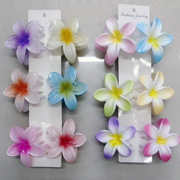 Pinza de pinza de flores, pinzas para el pelo de flores hawaianas, pinzas  de pelo de flores coloridas para mujeres (A4)