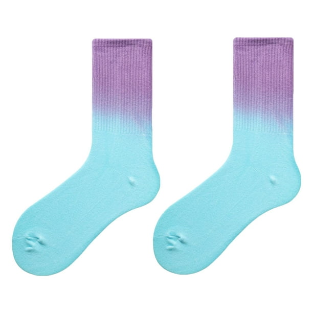 con gradiente de para mujer, calcetines informales , calcetines finos con personalidad, calcetines - Azul púrpura BLESIY Calcetines largos degradados | línea