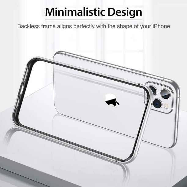 Carcasa rígida delgada con marco de aluminio para iPhone 12 Pro Max,  armadura de marco de metal con protección interior suave, protección de  borde