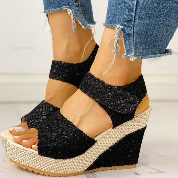 Sandalias de de tacón alto cómodas de verano con punta abierta y plataforma de cuña para mujer Wmkox8yii sa791 | Walmart en línea