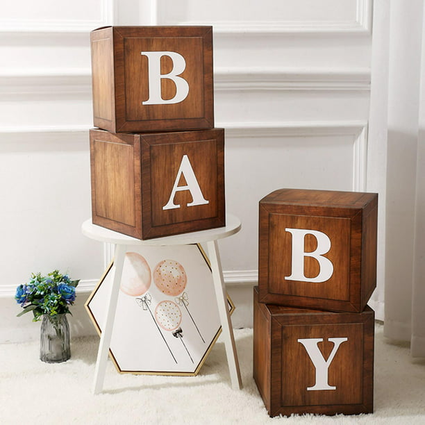 Cajas de bebé de 4 piezas con cajas de globos de letras para