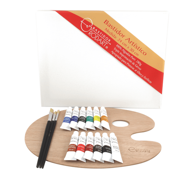 Juego De Materiales Básicos Para Pintar Con Acrílicos Rodart 17 Piezas