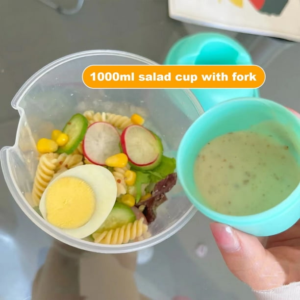 Vaso portátil con tenedor - Recipiente de comida bajo en calorías para  cereales, avena (rosa) Ehuebsd Libre de BPA
