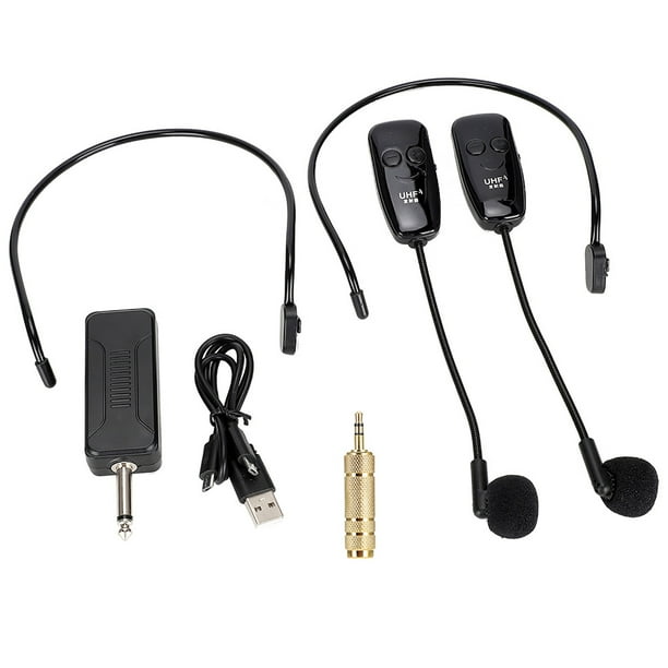 Auriculares de micrófono inalámbricos, auriculares de micrófono inalámbrico  de 2.4G y micrófonos de mano 2 en 1, alcance de 160 pies para amplificador