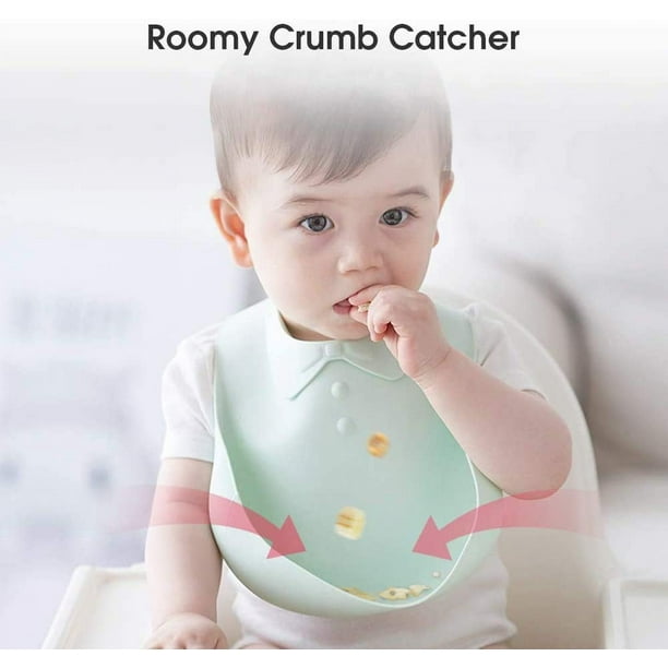 Zanahoria - Baberos de bolsillo 100% silicona para bebé, impermeables,  lavables sin BPA, apto para microondas y lavavajillas, juego de 2