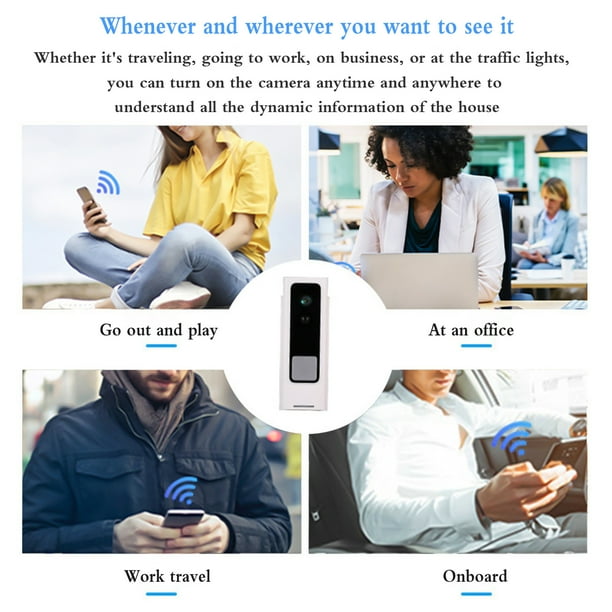 Cámara de timbre inalámbrico, timbre de puerta inalámbrico con cámara,  timbre de video WiFi con timbre, detección humana, visión nocturna, audio  de 2