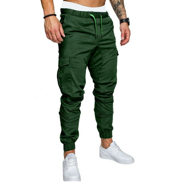 Pantalones de chándal para hombre Pantalones de chándal deportivos  Pantalones largos casuales de corte ajustado XBTCLXEBCO Verde,  Medianaediana