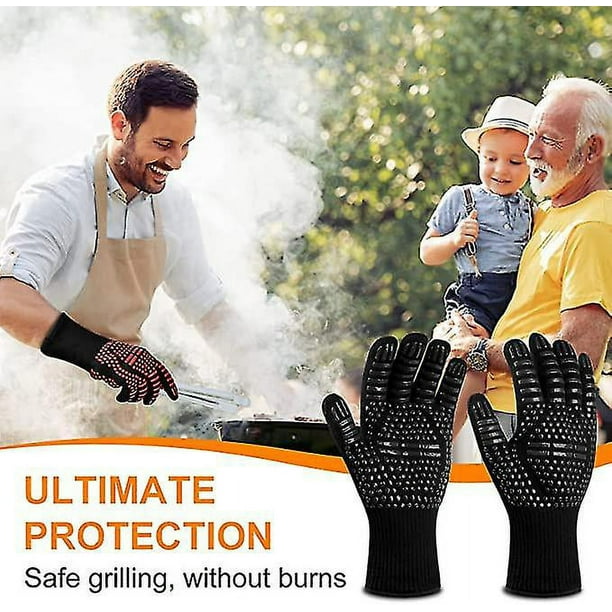 1 Pair 1 par de guantes para barbacoa resistentes al calor, guantes para  horno, protección para manos, guantes para barbacoa