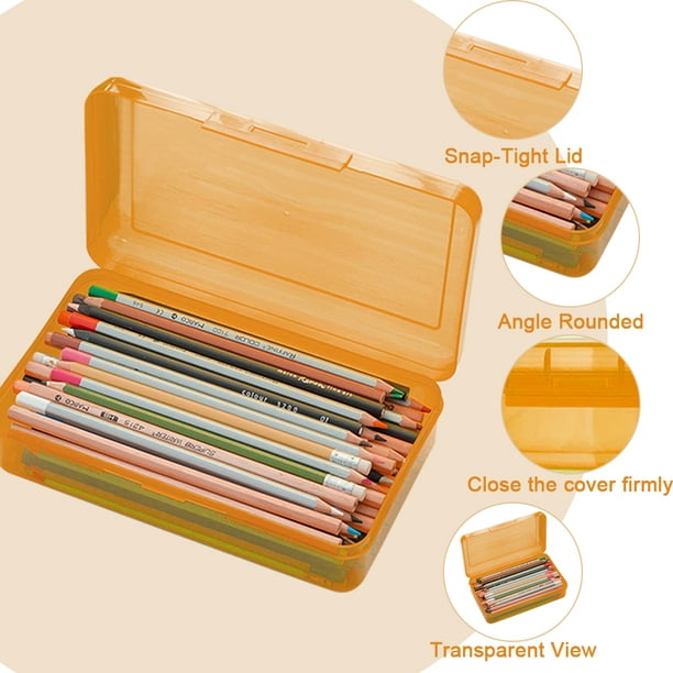 Caja de lápices de plástico de colores, estuche de gran capacidad, cajas de  lápices para niños y adultos, caja de crayón dura con tapa hermética para