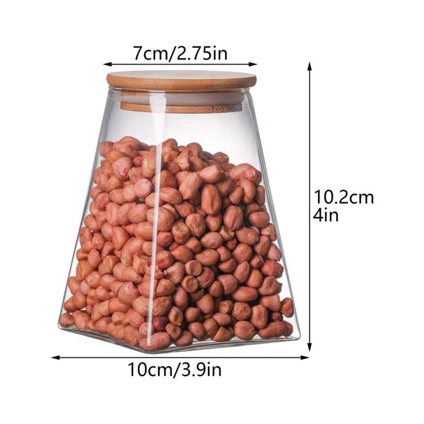 Recipiente de vidrio transparente para almacenamiento de alimentos con  tapas de madera herméticas, recipientes de almacenamiento herméticos para