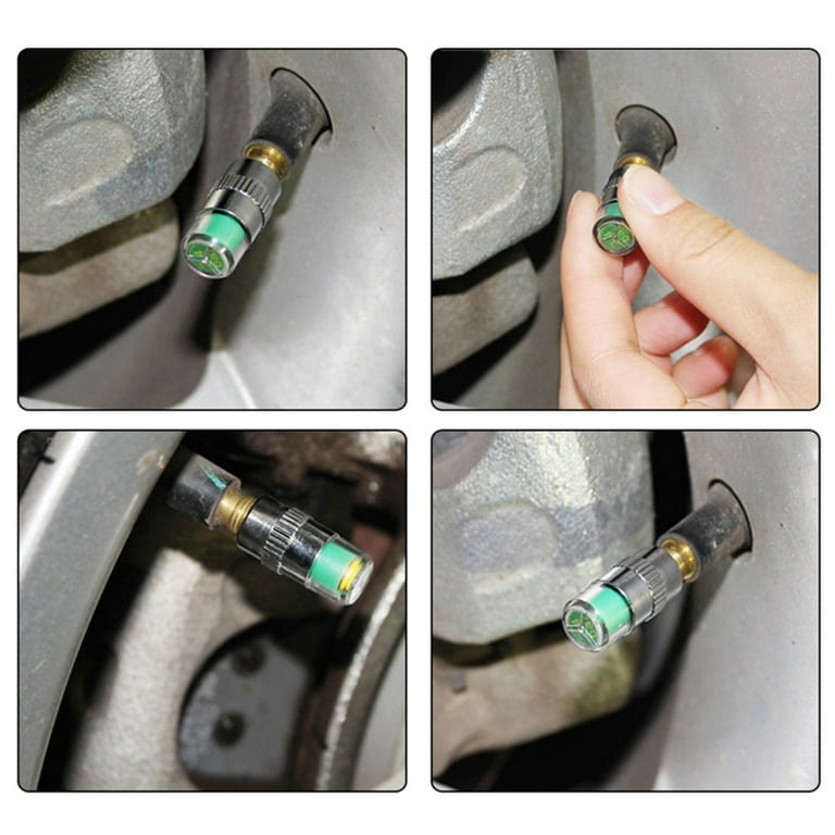 Indicador de presión de neumáticos de coche, 4 Uds., sensor de tapa de válvula de alerta automática Tmvgtek Autopartes