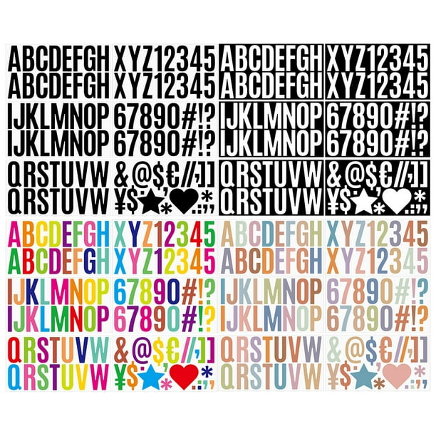 232 piezas de 24 hojas de calcomanías de letras grandes, letras grandes,  letras del alfabeto, letras y números, autoadhesivas, kit de números de