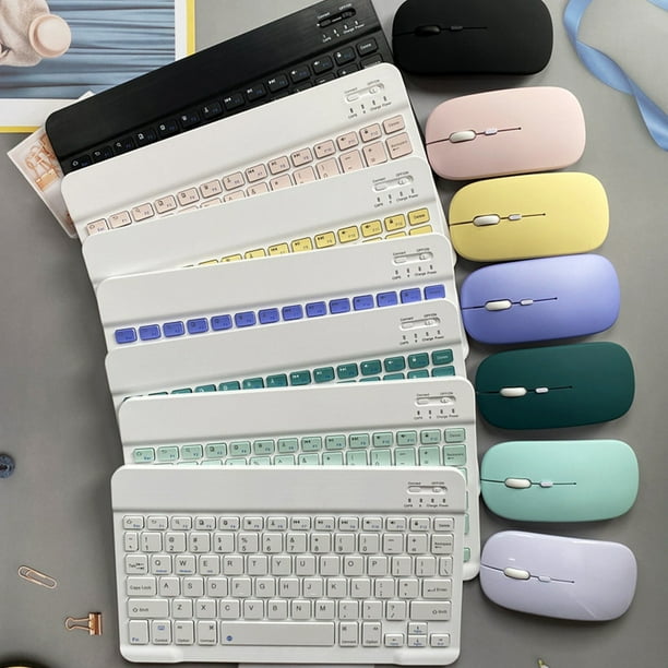 Combo de teclado y mouse Bluetooth, teclado inalámbrico portátil recargable  para Apple iPad, iPhone, iOS 13 y superior, Samsung, tableta, teléfono