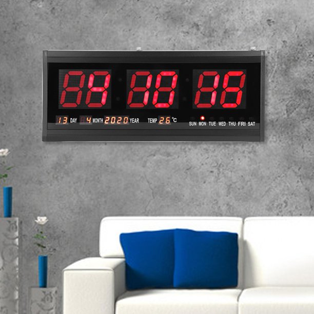 Reloj de pared digital LED moderno grande Fecha Temperatura 24 o 12 horas  Oficina