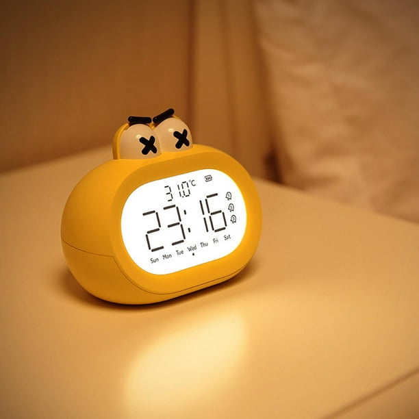 Reloj despertador digital para , calendario Snooze Sleep con luces  nocturnas Temperatura inteligente LED Regalo para Habitación para Azul  Colco Despertador para niños