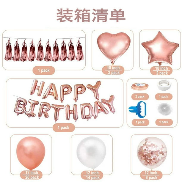 Decoraciones de fiesta de cumpleaños número 18, color rojo, 16 pulgadas,  papel de aluminio rojo, globos de feliz cumpleaños, bandera, papel de
