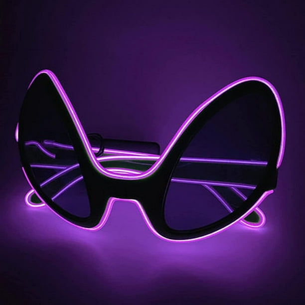 Halloween Navidad Alien Eyes Gafas Regalos El Wire Gafas brillantes Luz LED  Disfraz Festival Fiesta Gafas de sol (púrpura), 15 x 6 x 2 cm / 5,9 x 2.