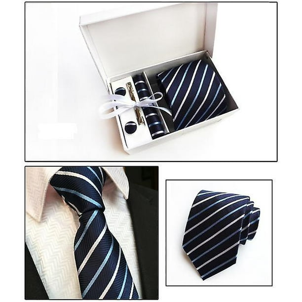 Corbata para hombre Caja de regalo Corbata formal de negocios Corbata cuadrado + Gemelos + liwang | Walmart línea