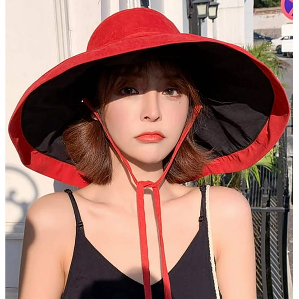 Compre Sombrero De Sol Para Mujer, Sombrero De Verano Rojo Con Red