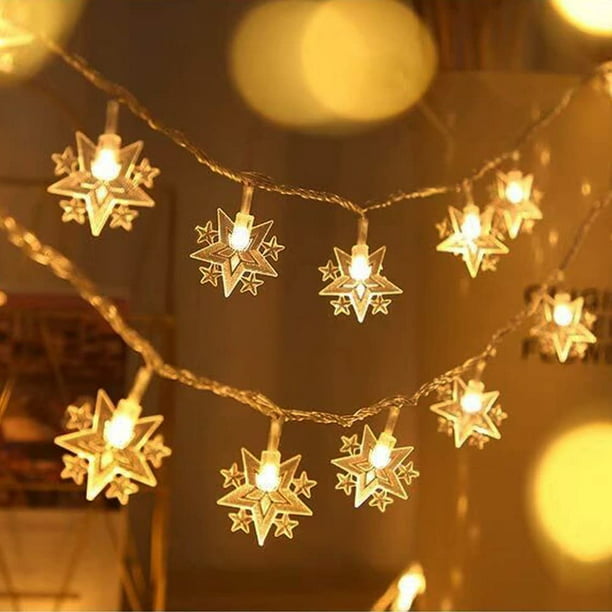 40 luces LED de cadena de estrellas que funcionan con pilas, 20 pies, Mini  luces de Navidad de hadas de estrellas para Patio, jardín, decoración de