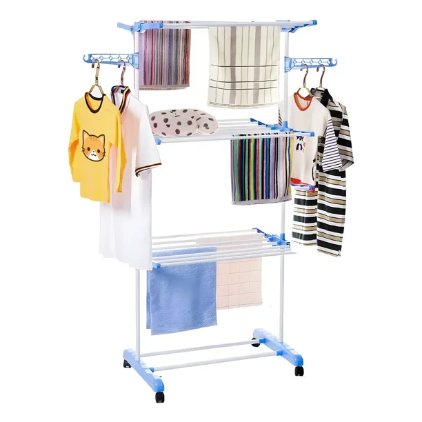 HOMCOM Tendedero Vertical Plegable Con Ruedas Tendedero De Ropa De