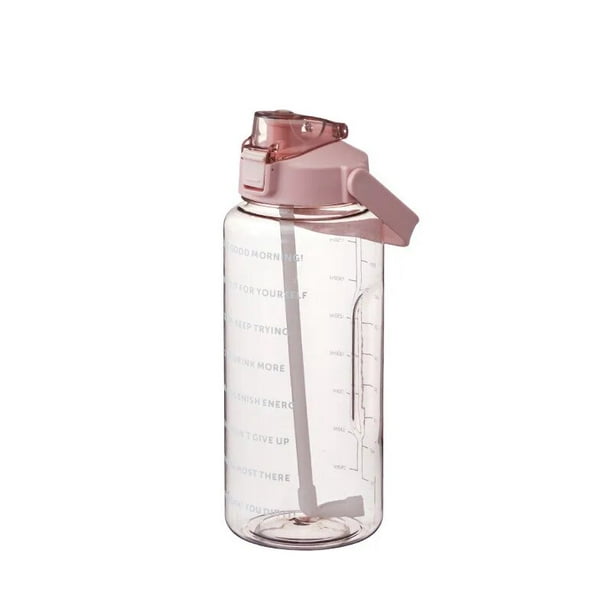  Botella de agua deportiva de 2L con pajilla, botellas de agua  portátiles de gran capacidad, botella de agua para fitness, botella de agua  fría de verano con marcador de tiempo, botella