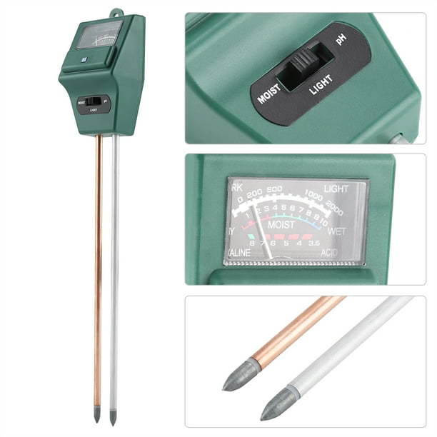 Kit de prueba de suelo para medidor de humedad, pH y luz solar, probador de  suelo 3 en 1 para plantas, verduras, jardín, césped, granja, uso en