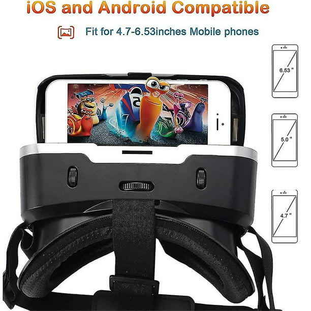 Gafas VR Gafas de realidad virtual compatibles con iPhone y Android Gafas  3D VR con controlador Bluetooth, lente anti Blu-ray de realidad virtual HD