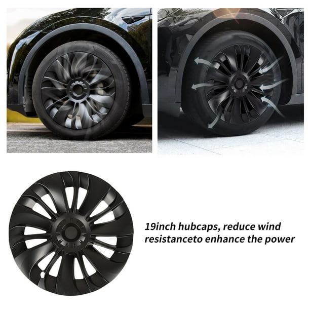  KIMISS - 4 tapacubos de rueda de 19 pulgadas, 14 radios, estilo  torbellino, protector de llanta, resistente al desgaste, repuesto para  modelos Y 2020 a 2023 (negro mate) : Automotriz