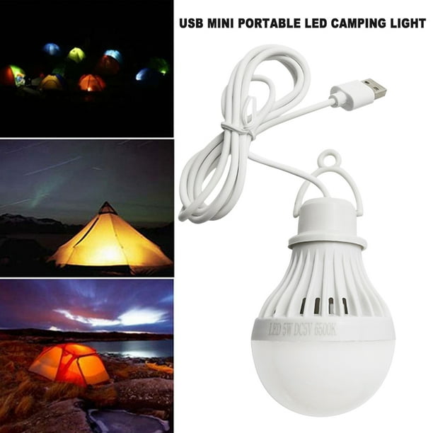 Bombilla LED USB, 5V 7W Lámpara de ahorro de energía portátil Bombilla LED  Luz de emergencia para acampar al aire libre