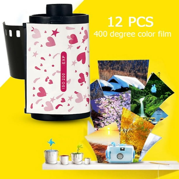  Cámara de película, reutilizable, sin enfoque, cámara de 135  películas, usa película de 1.378 in (rosa y negro) : Electrónica