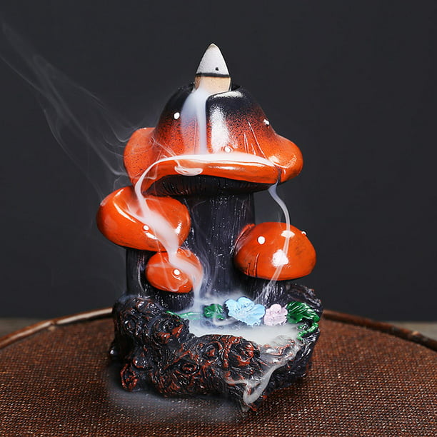 Quemador de incienso, esmalte de cerámica, cono de incienso, soporte de  reflujo de humo, figura de decoración del hogar, bronce rojo, dorado, 3.9 x