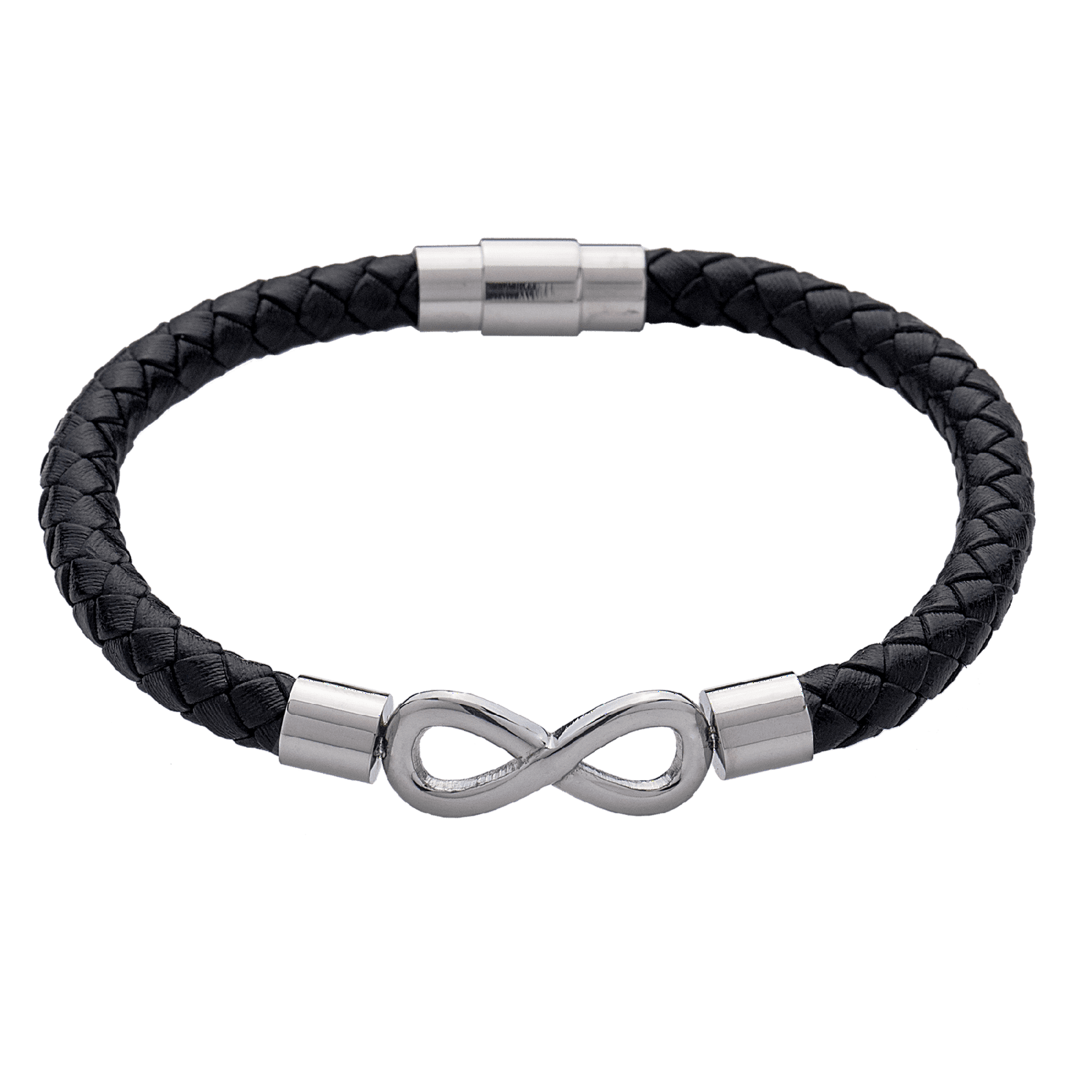 Pulsera hombre de infinito luckman, piel vegana y acero inoxidable, modelo owen plateado unitalla