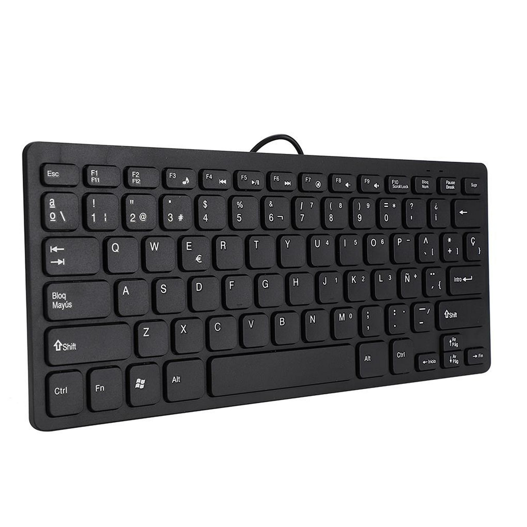 Teclado español de 78 teclas con cable Mini teclado español portátil para  computadora de escritorio ultrafino