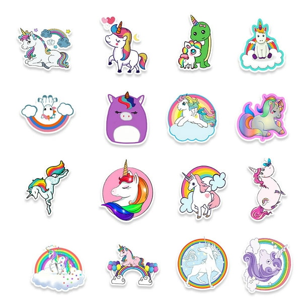 Pegatinas de unicornio (100 piezas), pegatinas para portátiles para niños,  pegatinas de vinilo impermeables para equipaje, coloridas LingWen  9024715698919
