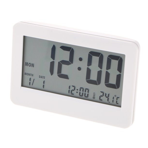 Reloj despertador digital, pantalla LED grande, pantalla de 12/24 tiempo  tiempo de tiempo de tiempo de , fecha, repetición y temperatura, con pilas,  reloj de noche para Luz blanca Soledad reloj digital