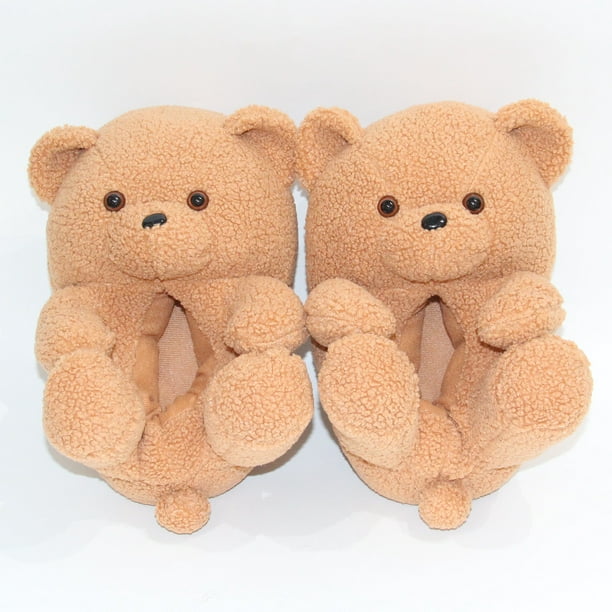 Zapatillas de oso de peluche lindo para niños suave antideslizante felpa casa de animales interior p Sincero electrónico | Walmart línea