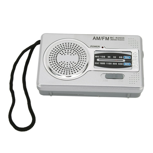  Radio transistor AM FM portátil con altavoz de 5 W, radio de  bolsillo a pilas con conector para auriculares, para viajes de emergencia  en el hogar, gris plateado : Electrónica