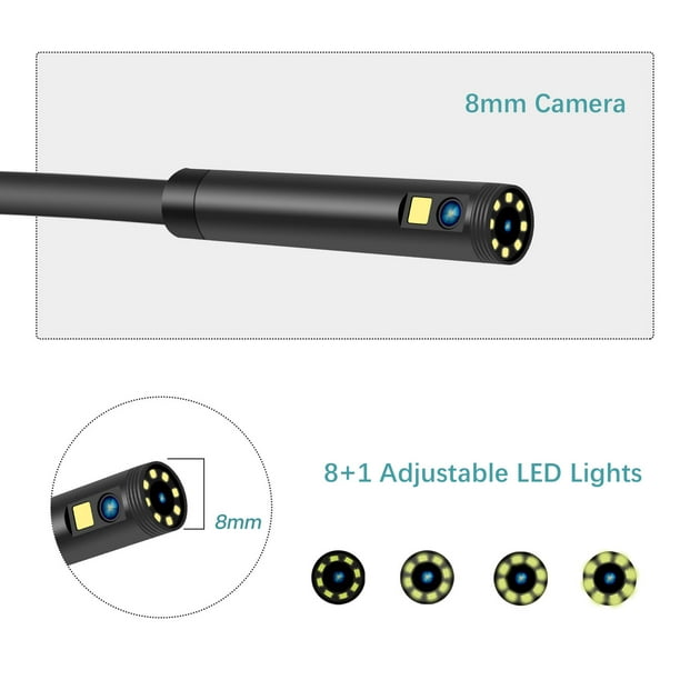 Endoscopio industrial Irfora Endoscopio industrial con cámara de inspección  automotriz de 8 mm Luz LED impermeable Pantalla de 4,3 pulgadas Boroscopio  digital de alta definición 1080P Irfora Endoscopio industrial