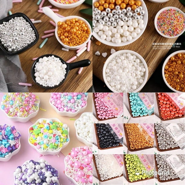 Cuentas comestibles de decoración de azúcar y perlas de cuentas para  pasteles, cupcakes, pasteles, morado claro, 4 onzas