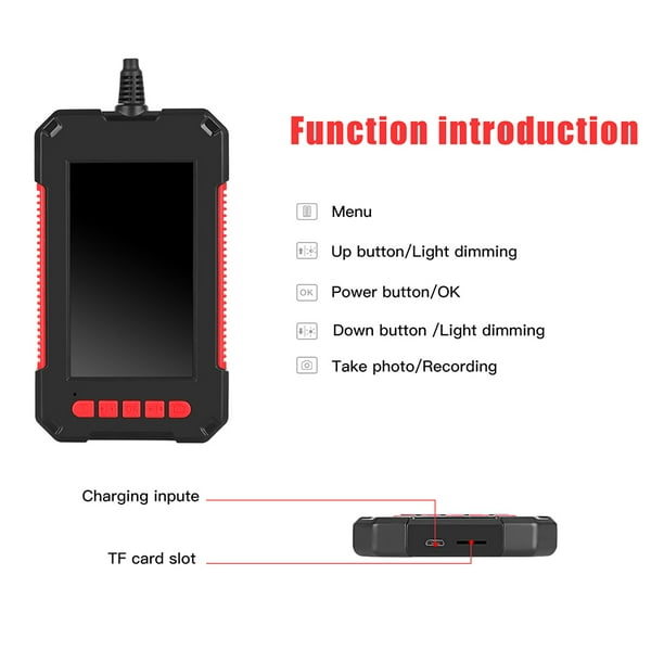 Endoscopio Irfora Cámara de inspección de endoscopio industrial portátil de  mano P40 Cámara de inspección de endoscopio IP67 Lente de 3.9 mm a prueba  de agua 6pcs LED integrados con pan Irfora
