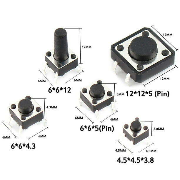 25 tipos de interruptor de botón surtido de microinterruptor de  herramientas para Productos electrónicos Grabadores ideo Electrodomésticos  Macarena interruptor de botón