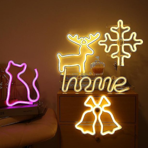  Letras luminosas de neón, letras LED con luz de neón, letras  iluminadas para decoración de pared, Navidad, ceremonia de boda, fiesta de  cumpleaños, decoración del hogar (M) : Herramientas y Mejoras