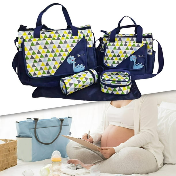 Pañalera Multifuncional Bolso Bebe Cambiador Plegable Azul Oscuro