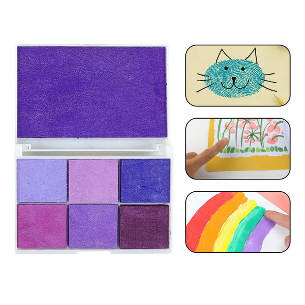 Sellos de tinta para manualidades, color DIY, 36 colores, almohadilla de  tinta de dedo arcoíris para niños, dibujo de dedos, sello de goma pequeño