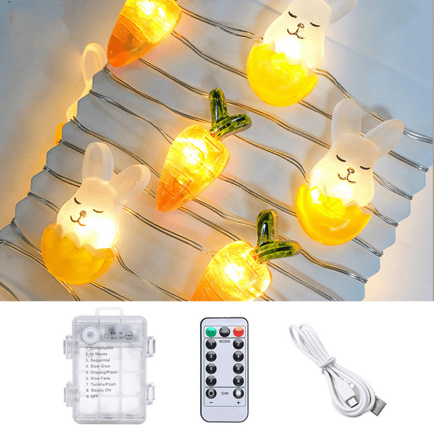 Décoration de Pâques Lumières Lapin LED Guirlande Lumineuse à Piles avec  Télécommande 20 LED pour Chambre à Coucher Décoration Intérieure  d'anniversaire de Mariage. Kuyhfg Bienvenido a Kuyhfg