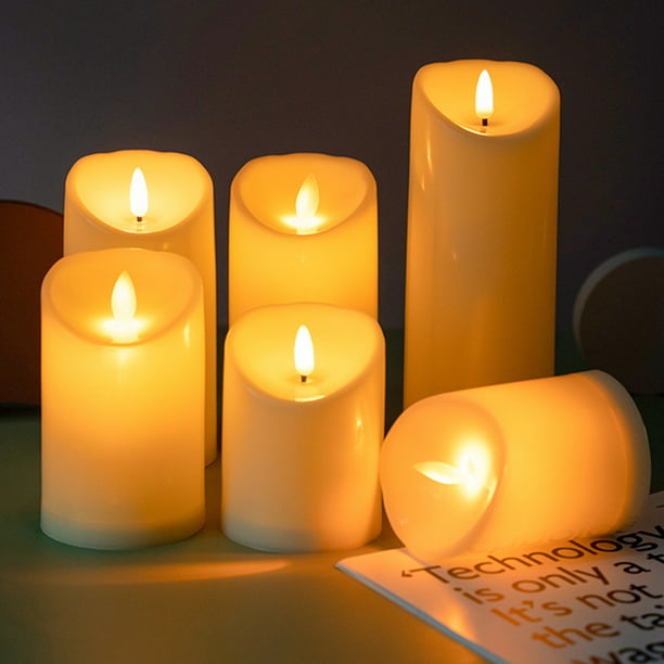 Vela LED sin llama con luz parpadeante para boda, fiesta en casa,  decoración (7,5 x 17,5 cm) Lamparas