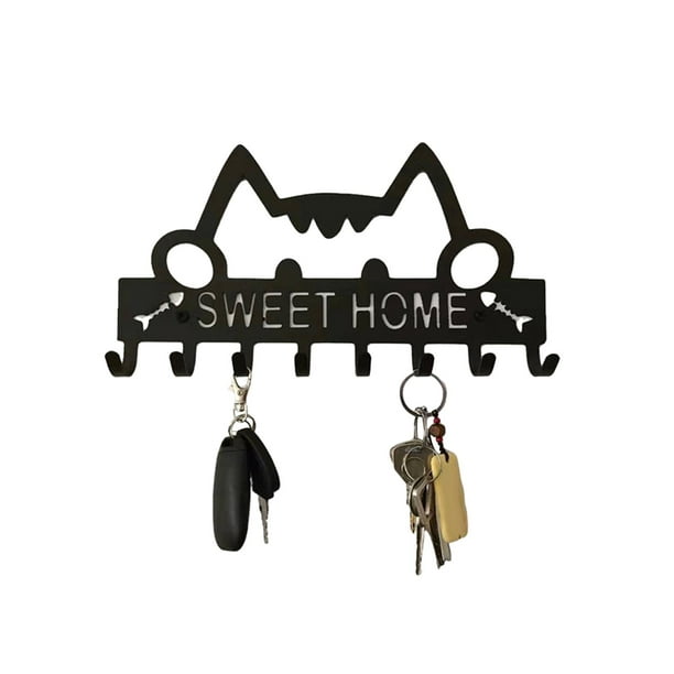 Soporte de pared para llaves, colgador de llaves de Metal negro, estante  decorativo de pared, ganchos para llaves, letrero de dulces para el hogar,  entrada, pasillo - AliExpress